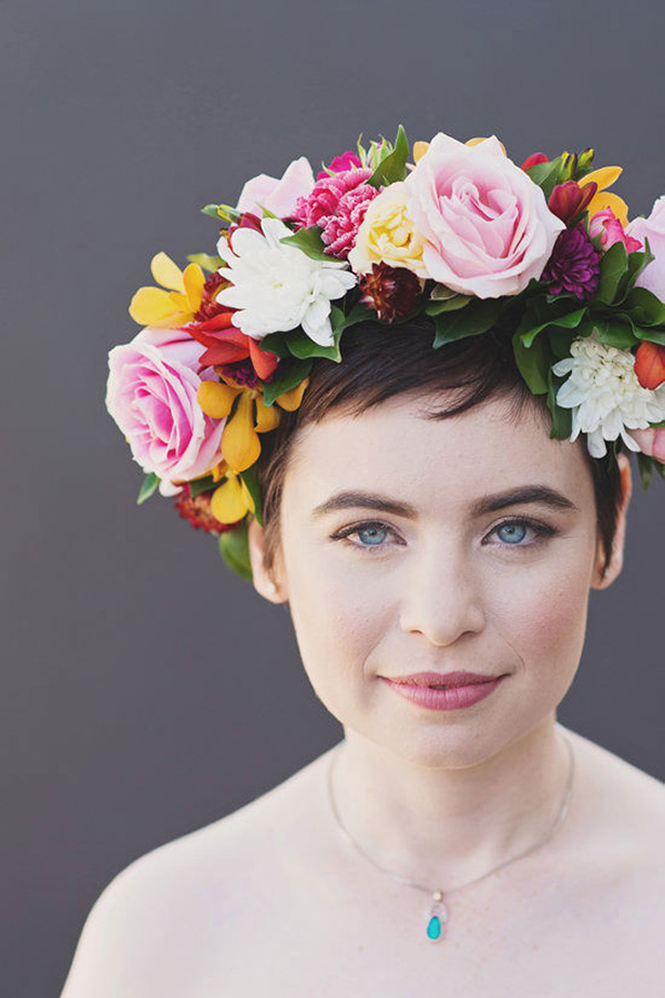 Bride With Colorful Flower Crown