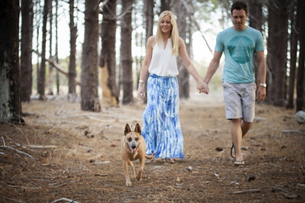 Golden Afternoon Forest Engagement WIth Dog