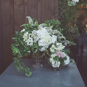 Wedding Arrangement With White Hydrangeas