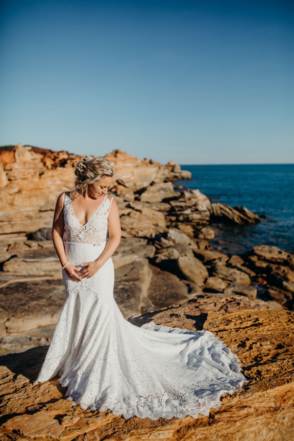 Bride on cliffs
