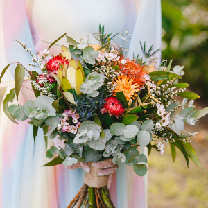 Colorful and wild bridal bouquet