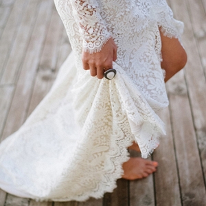 Bride Wearing Long Sleeve Lace Gown