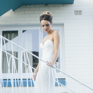 Bride On Mod Staircase