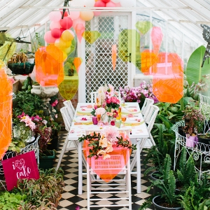 Neon Wedding In Greenhouse