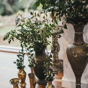 Brass Vases With Greenery