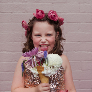 Flower girl with flower ice cream cone
