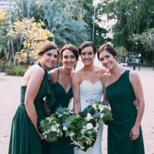 Bride and Bridesmaids In Emerald Green