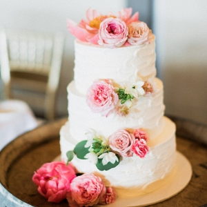 Wedding Cake With Pink Roses
