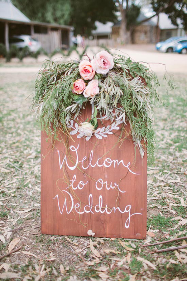 Wedding Welcome Sign With Greenery