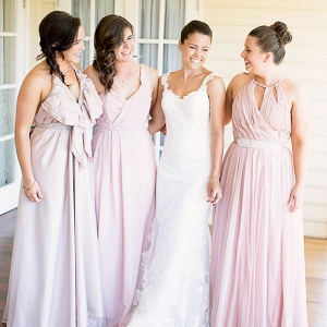 Bride With Bridesmaids In Blush Pink