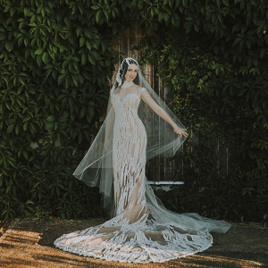 Illusion lace wedding dress