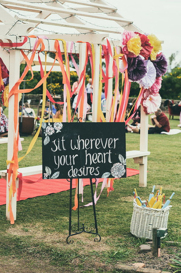 Chalkboard Sign With Streamers