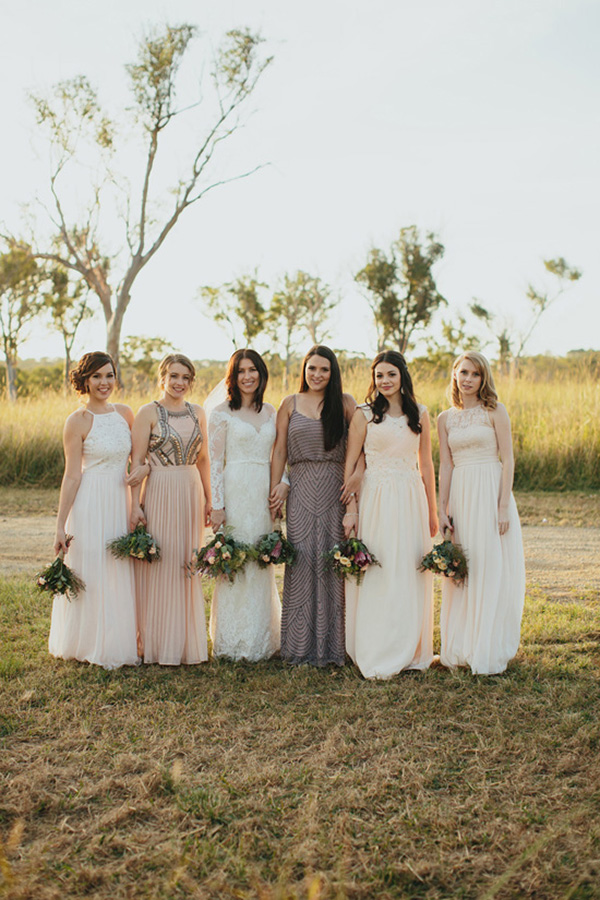 Mismatched Beaded Bridesmaid Gowns