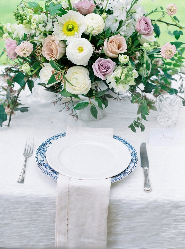Romantic Place Setting With Blue China