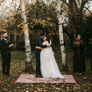 Outdoor autumn wedding ceremony