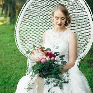 Boho Bride In Peacock Chair