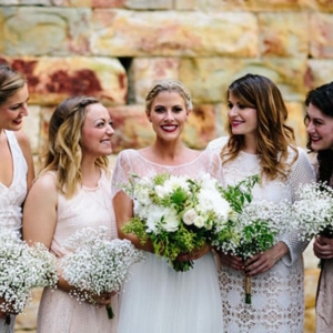 Bride WIth Bridesmaids In White