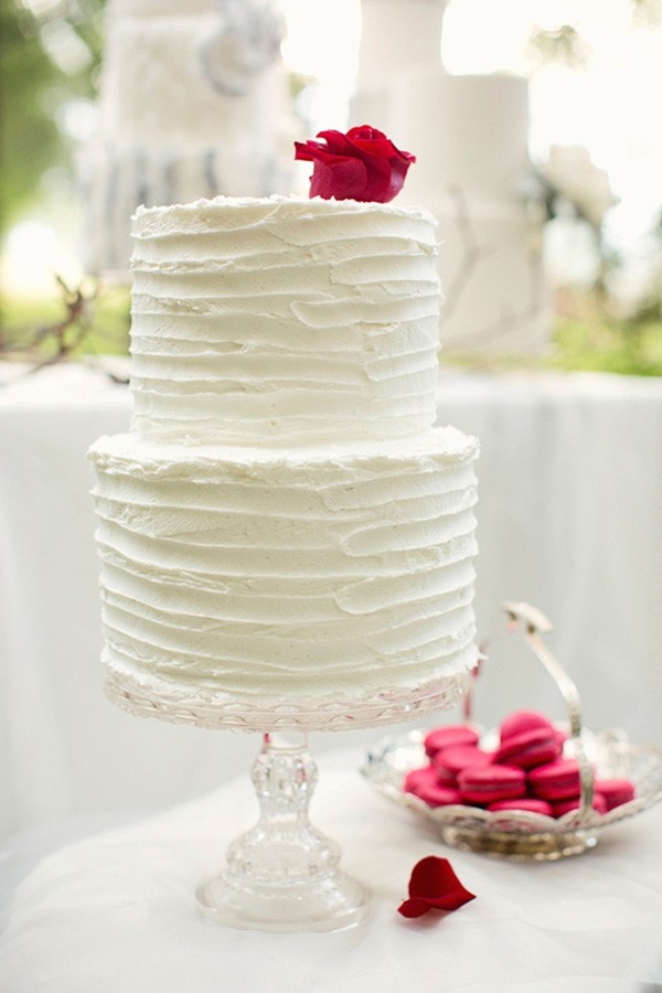 White Cake With Red Details