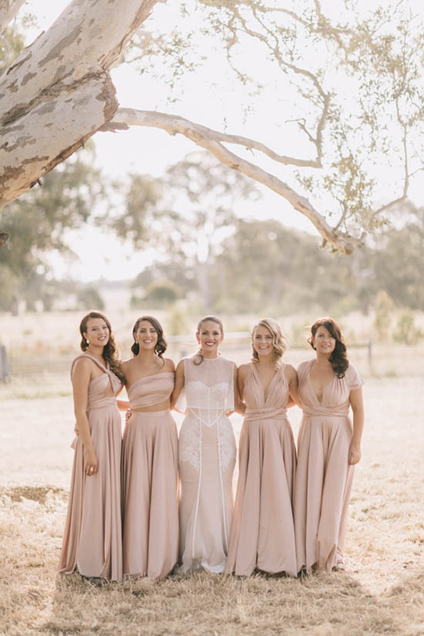 Bridesmaids In Pink Two Birds Bridesmaid Gowns