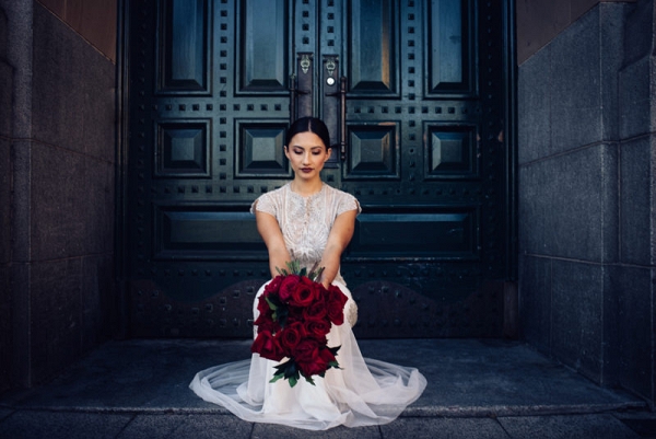 Bride With Red Roses