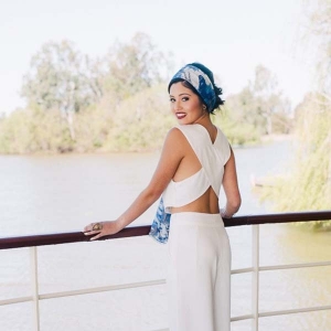 Bride In Jumpsuit With Blue Headscarf