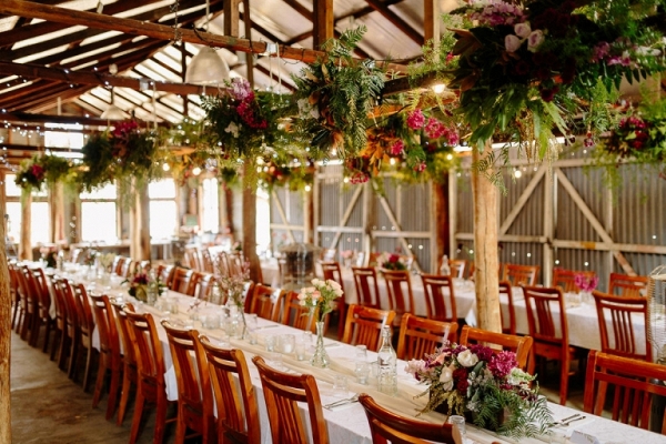 Reception Venue With Hanging Ferns