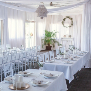 All white wedding reception