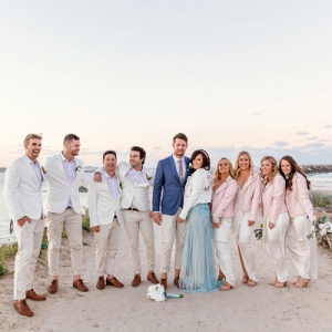 All white bridal party
