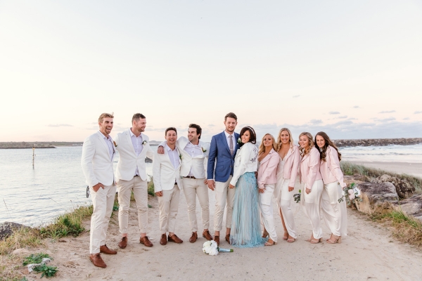 All white bridal party