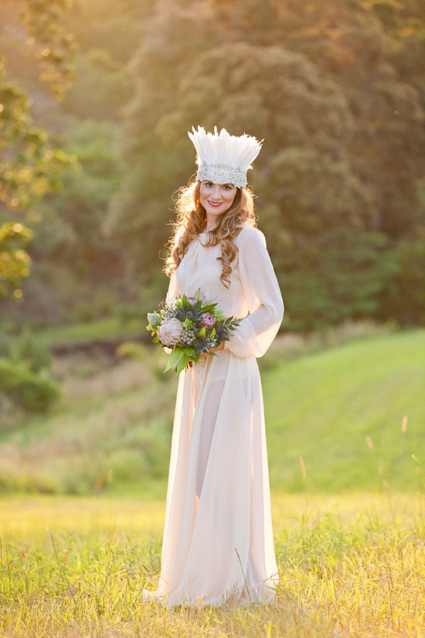 Bohemian Bride With Hairpiece