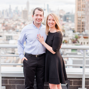 Casual urban rooftop engagement session