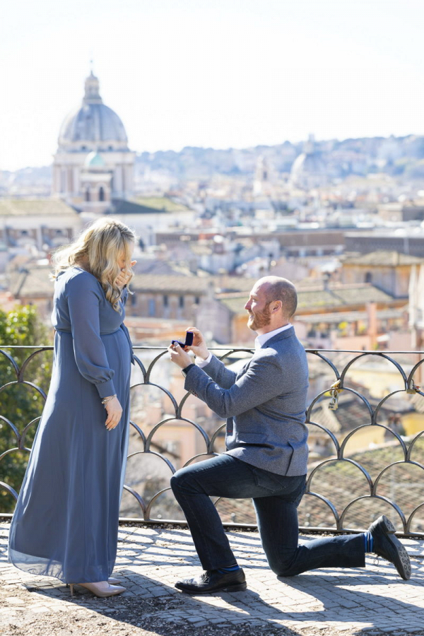 Classic roman terrace engagement proposal