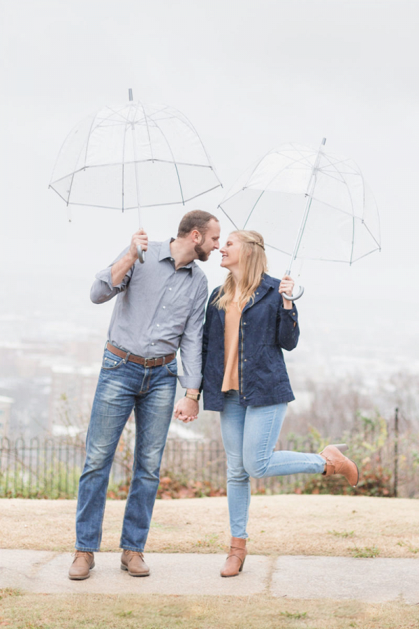 Bubble umbrellas and the couple