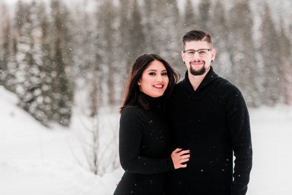 Snowy mountain engagement in Colorado