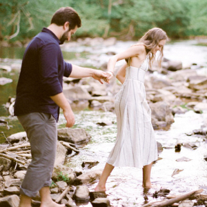 Engagement session by the river in a state park