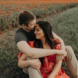 Wildflower field engagement session