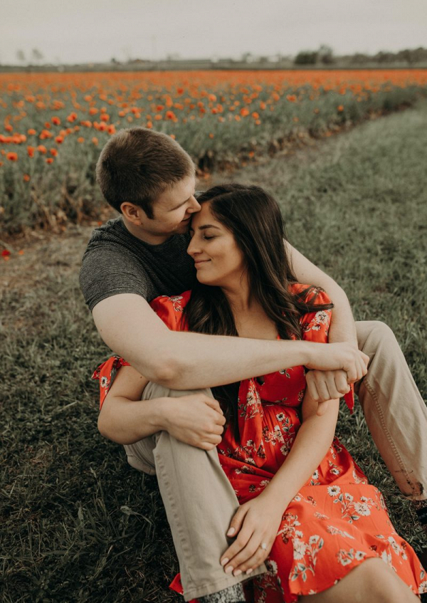 Wildflower field engagement session