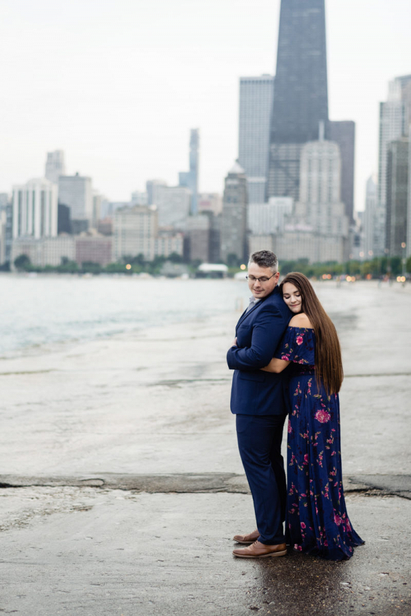 Urban lakeside engagement session in Chicago