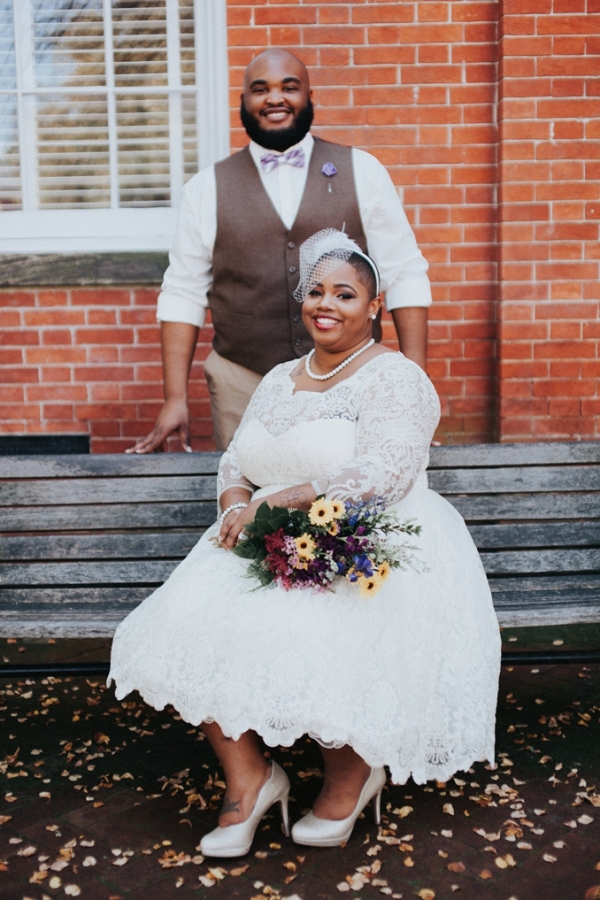 Plus size bride and her dapper groom in an intimate courthouse wedding in Annapolis 