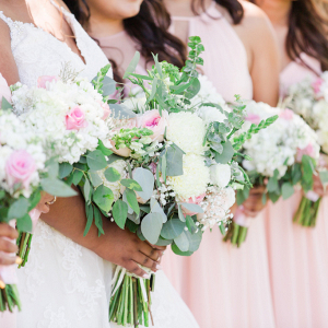 Romantic Garden Wedding, plus size bride, blush bridesmaid dresses 