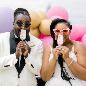 Rooftop Balloon Filled Elopement Styled Shoot