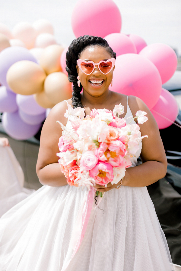 Rooftop Balloon Filled Elopement Styled Shoot