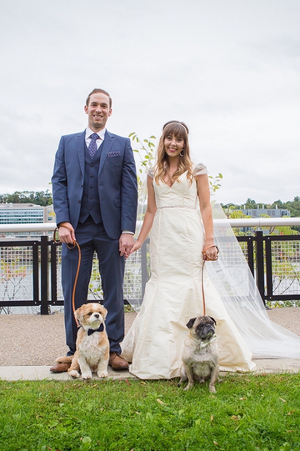 Darling bride and handsome groom with their two fur babies!