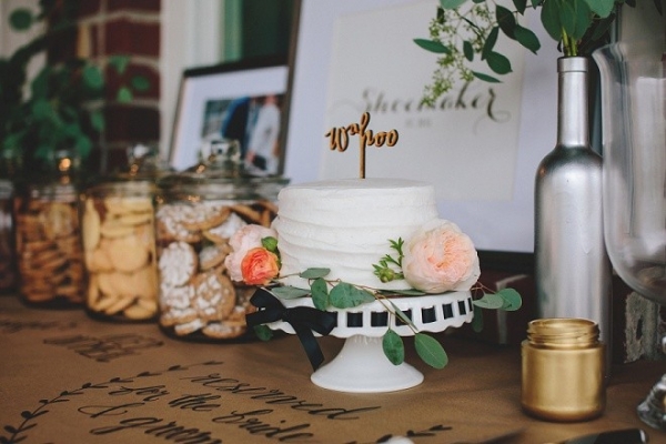 Darling little wedding cut cake and cookie bar!