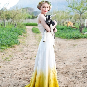 Yellow dip-dye ombre wedding dress