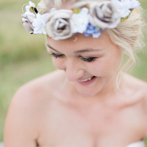 Bride with Fabric Floral Crown
