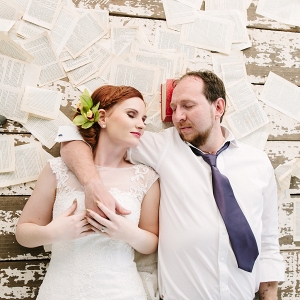 Bride and Groom with Book Pages