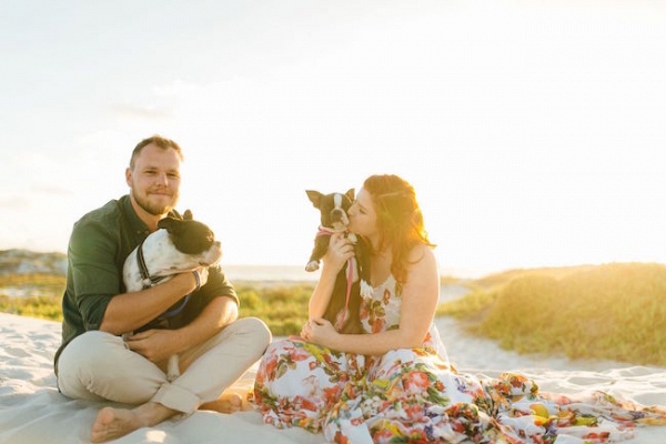 Beach Engagement Shoot with Dogs