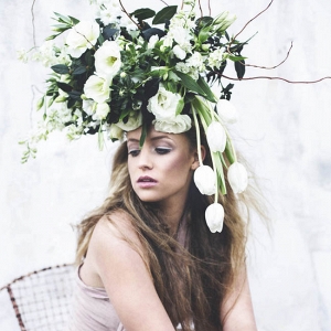 Bridesmaid with Oversize Floral Headpiece
