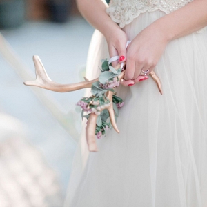 Gold Antler with Flowers
